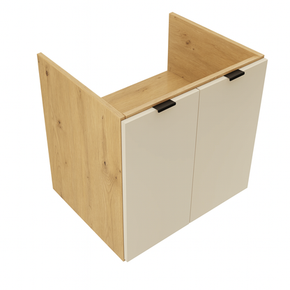 Waschtischunterschrank 60 cm mit Türen, ohne Oberteil Orio - Kaschmir/Eiche artisan