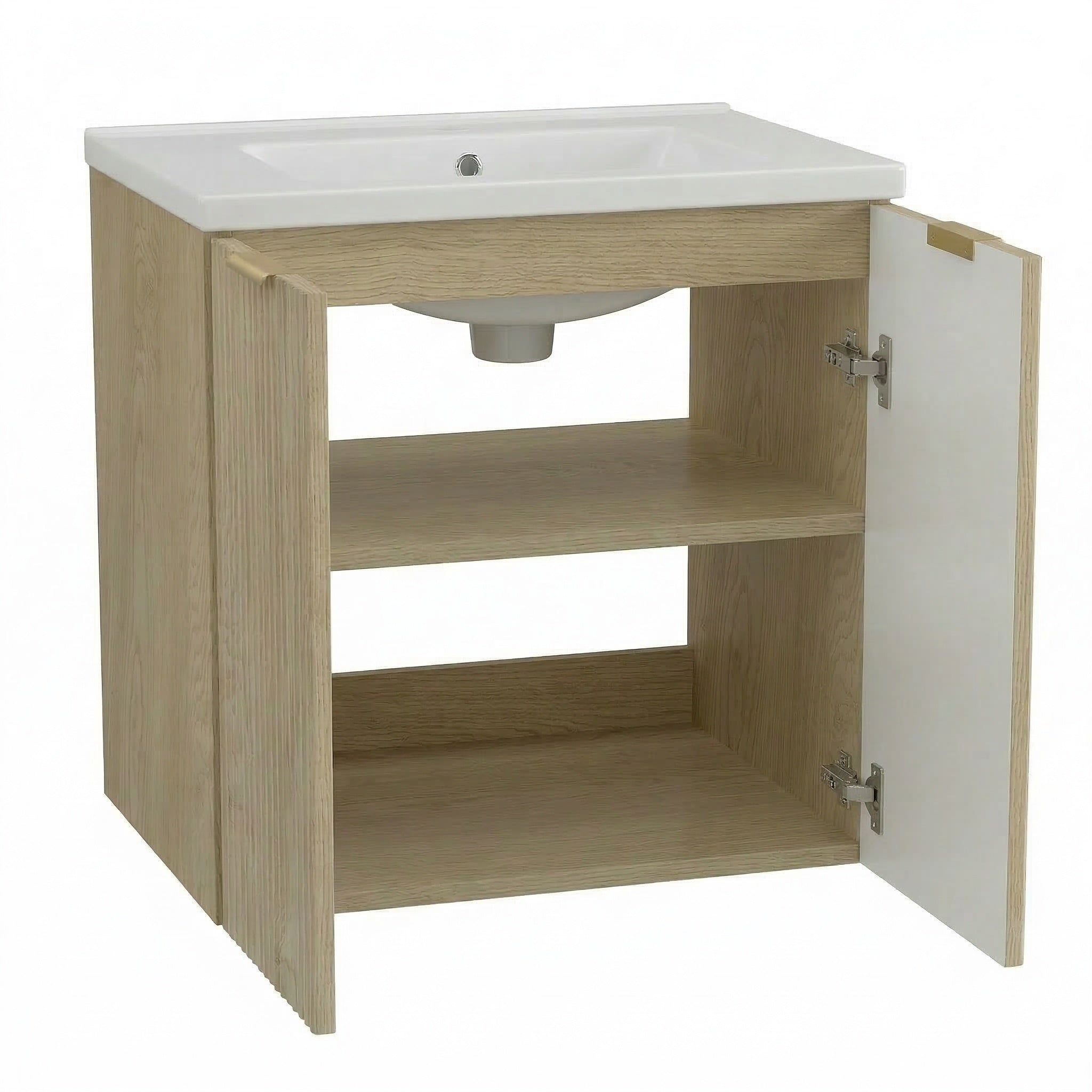Waschtischunterschrank 60 cm mit Waschbecken, mit Türen Willy - Eiche Cremona