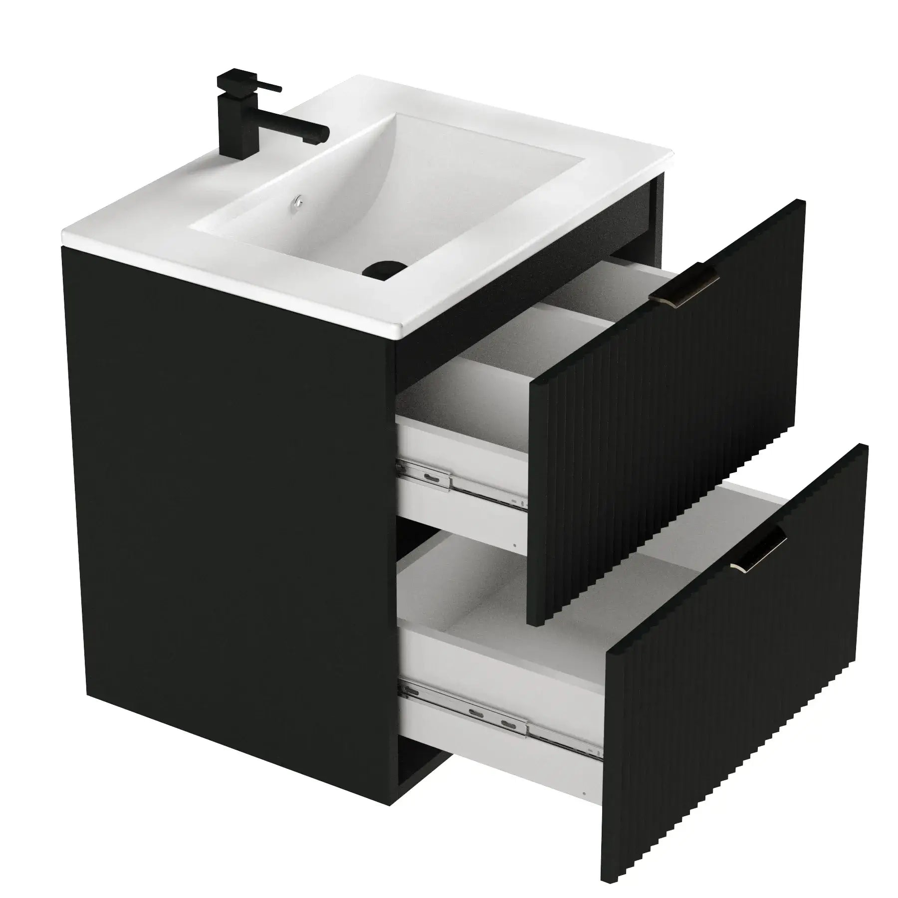 Waschtischunterschrank 60 cm mit Waschbecken Willy - Schwarz