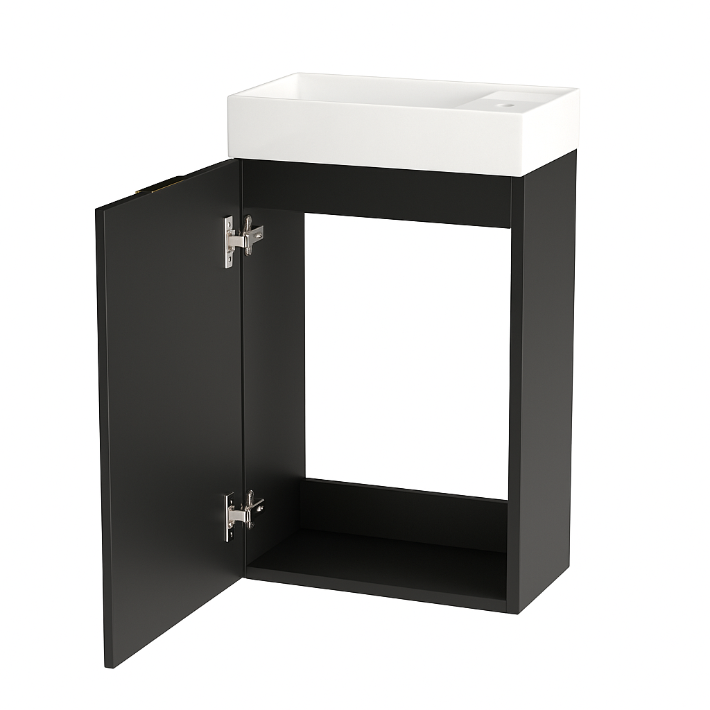 Waschtischunterschrank 40 cm mit Waschbecken Willy - Schwarz