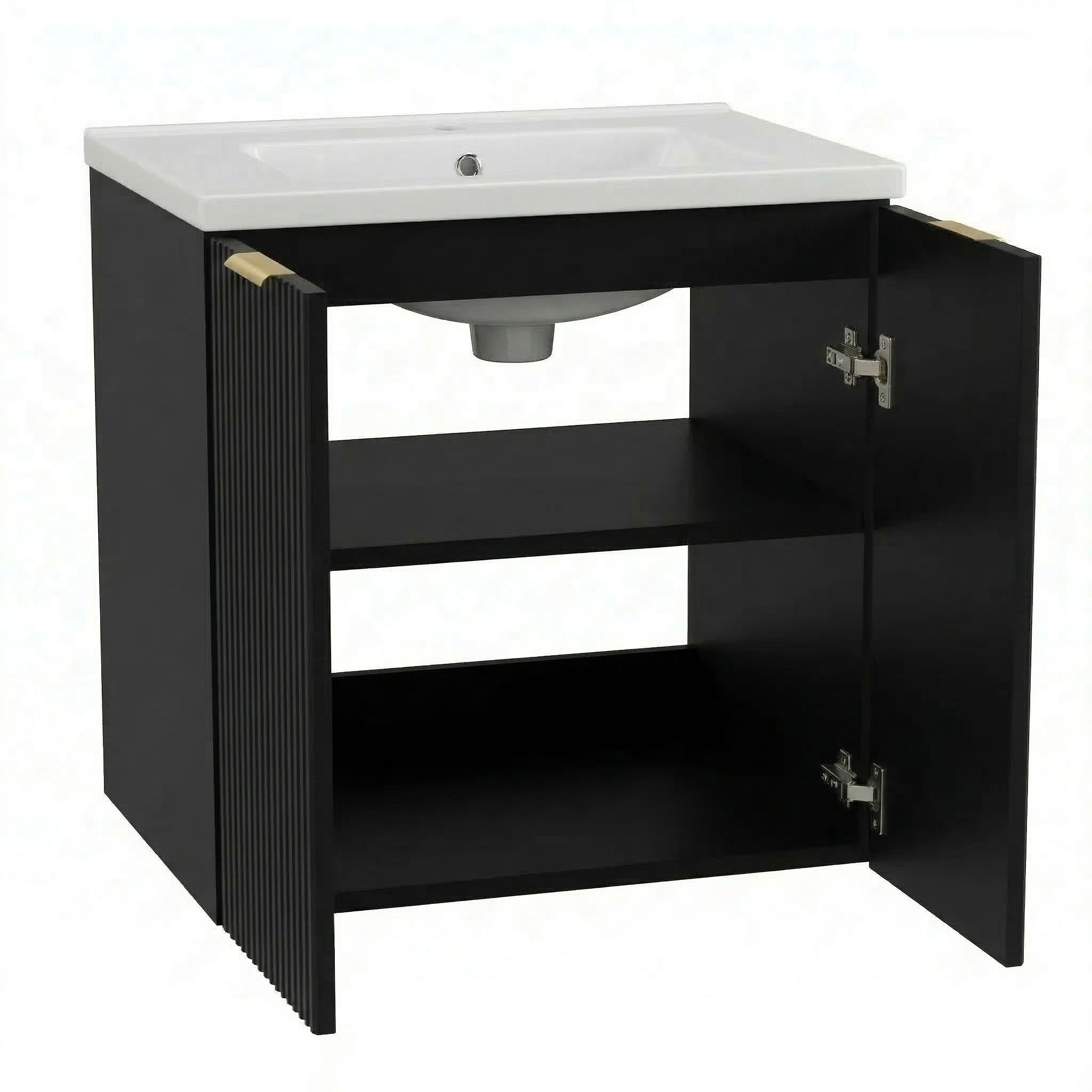 Waschtischunterschrank 60 cm mit Waschbecken, mit Türen Willy - Schwarz