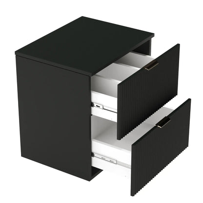 Waschtischunterschrank 100 cm mit 2 Regale Willy - Schwarz/Walnuss