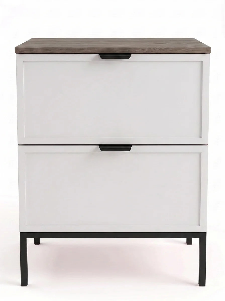 Waschtischunterschrank 60 cm auf einem Metallgestell Roma - Weiß/Walnuss Dunkel