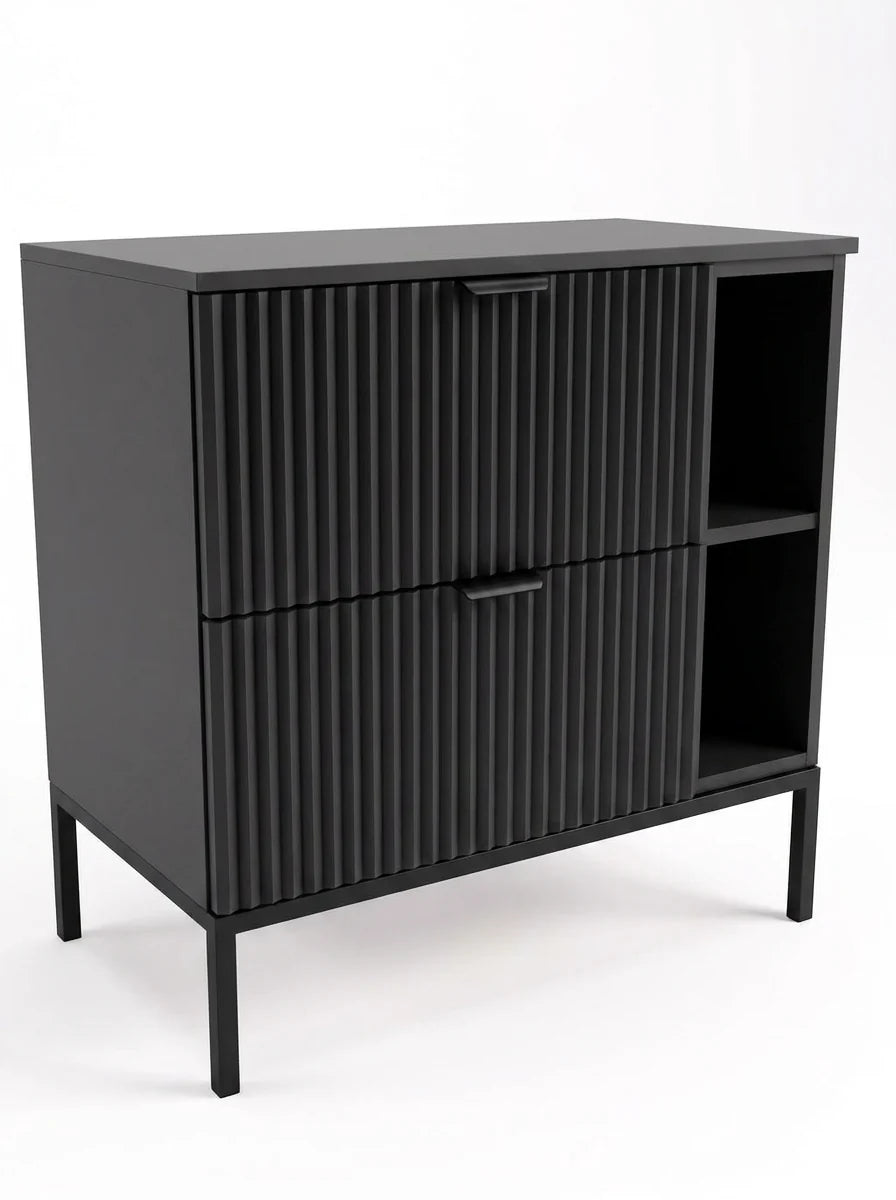 Waschtischunterschrank mit Regal 80 cm auf einem Metallgestell Willy - Schwarz