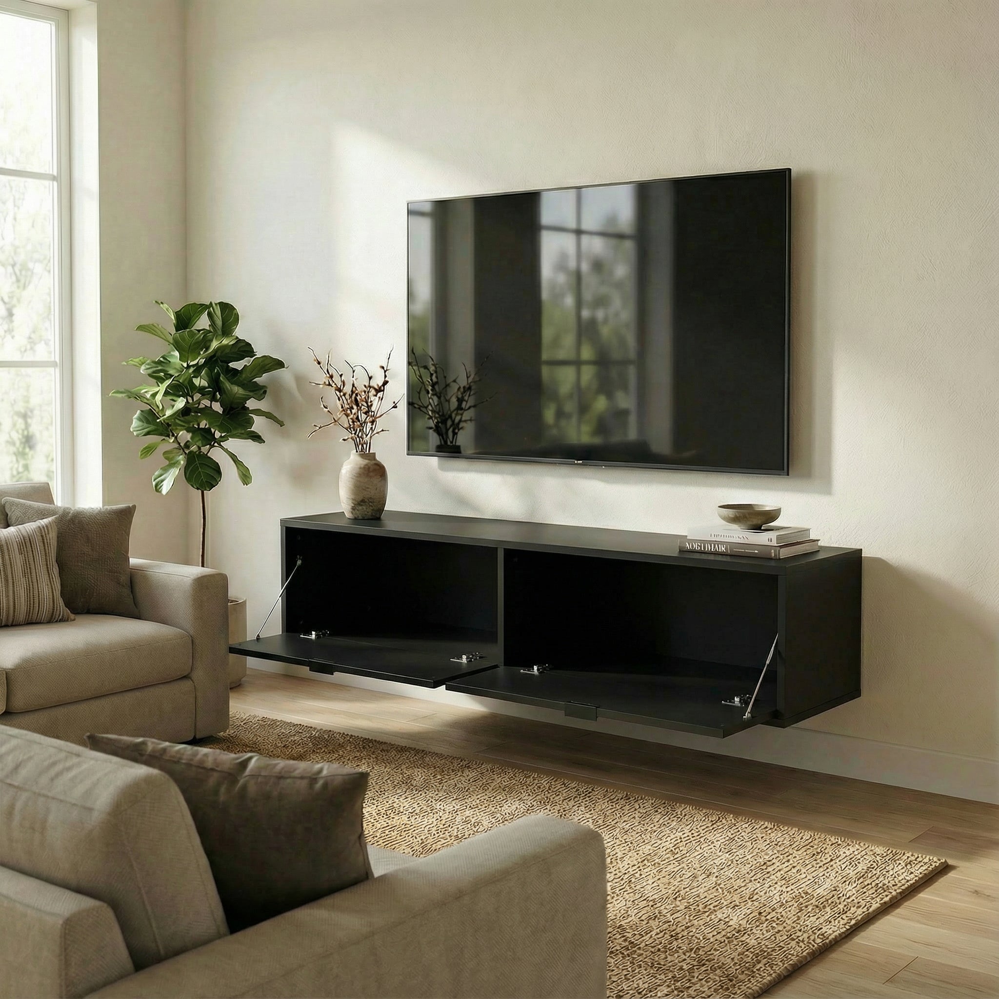 TV Schrank 140 cm Aura - Schwarz