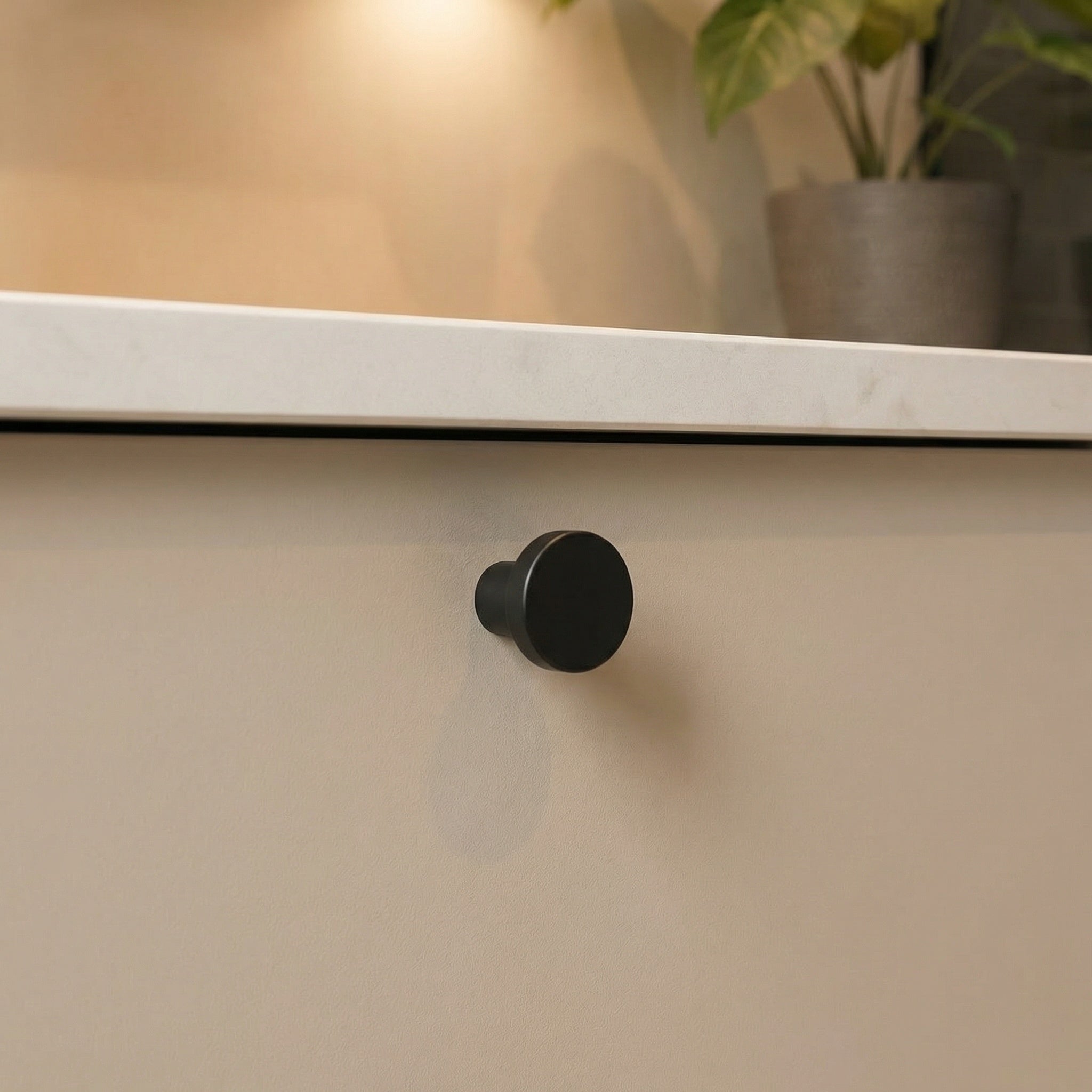 Waschtischunterschrank 60 cm, glatte Fronten Belino - Kaschmir/Marmor Bianco