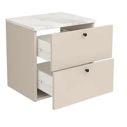 Waschtischunterschrank 60 cm, glatte Fronten Beti - Kaschmir/Marmor Bianco