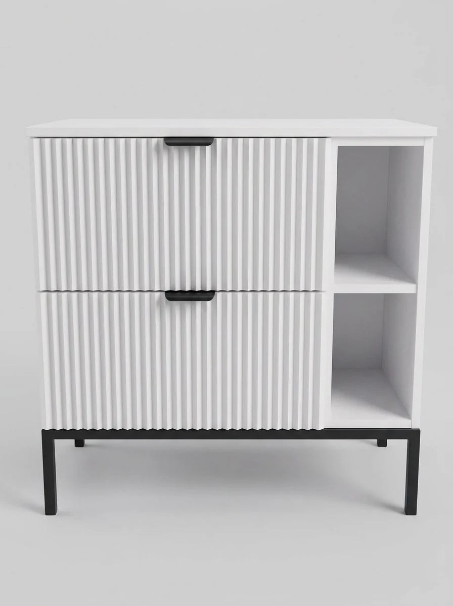 Waschtischunterschrank mit Regal 80 cm auf einem Metallgestell Willy - Weiß