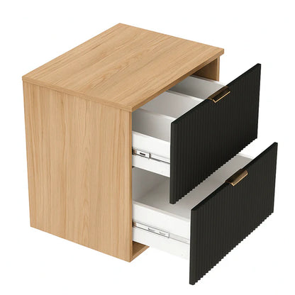 Waschtischunterschrank 100 cm mit 2 Regale Willy - Schwarz/Walnuss