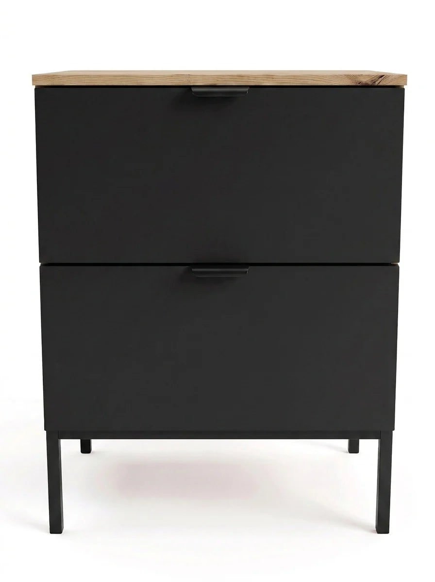 Waschtischunterschrank 60 cm auf einem Metallgestell Orio - Schwarz/Eiche artisan
