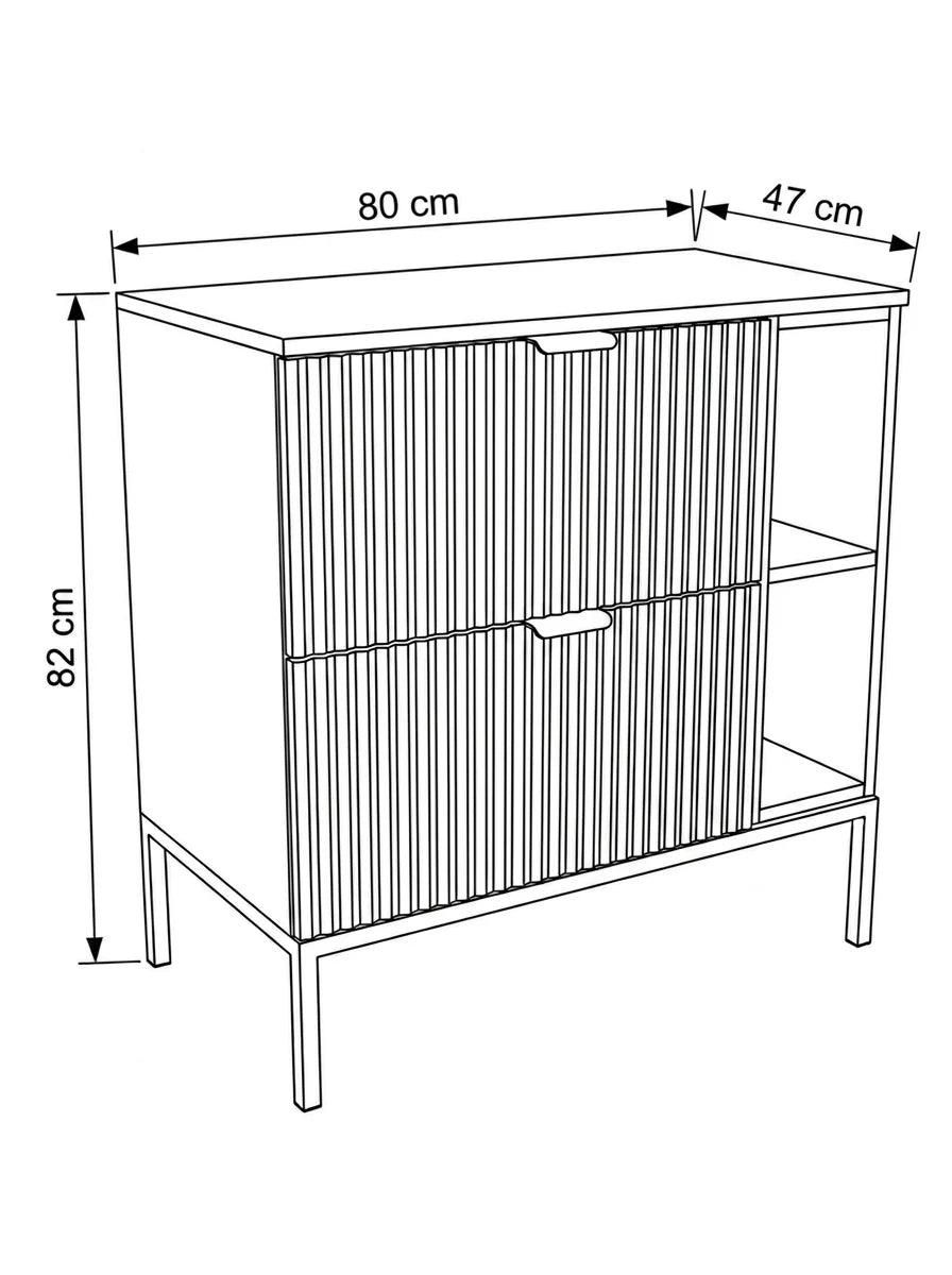 Waschtischunterschrank mit Regal 80 cm auf einem Metallgestell Willy - Salbei