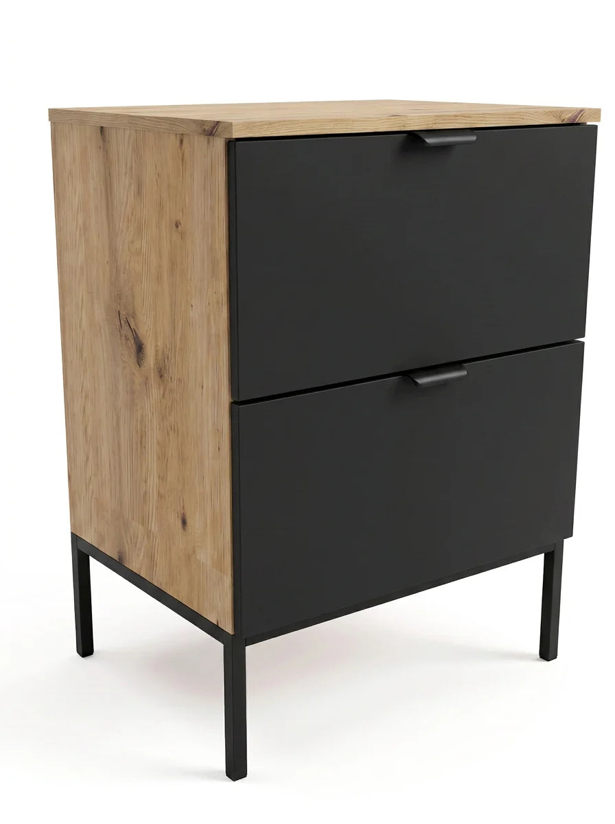 Waschtischunterschrank 60 cm auf einem Metallgestell Orio - Schwarz/Eiche artisan