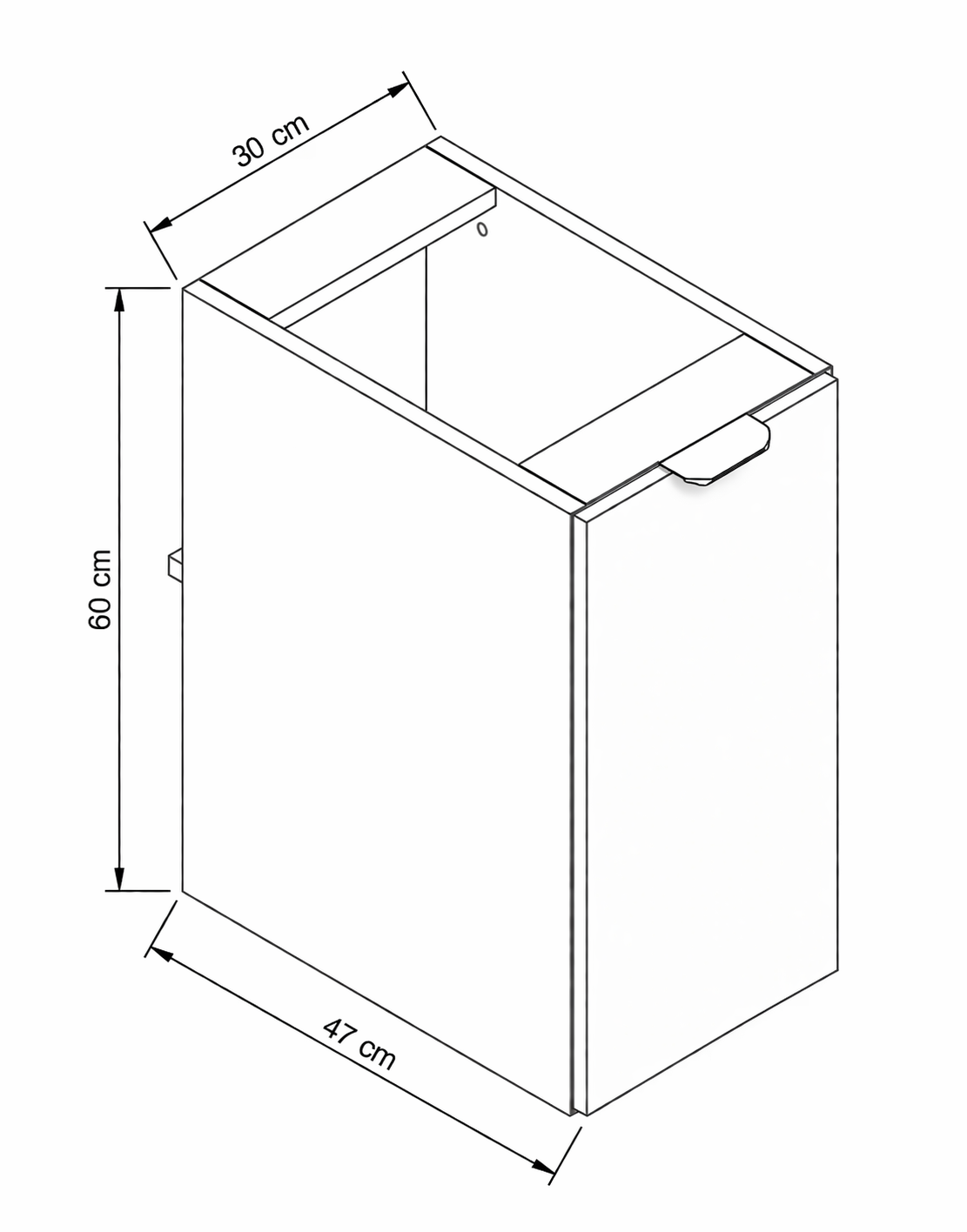 Badezimmerschrank 30 cm, glatte Fronten, 1 Tür Orio - Weiß/Eiche artisan