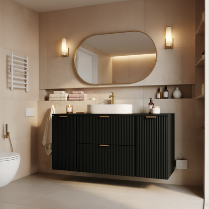 Waschtischunterschrank 120 cm mit 2 Türen und 2 Schubladen Willy - Schwarz