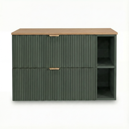 Waschtischunterschrank 100 cm Willy - Salbei, Walnussplatte