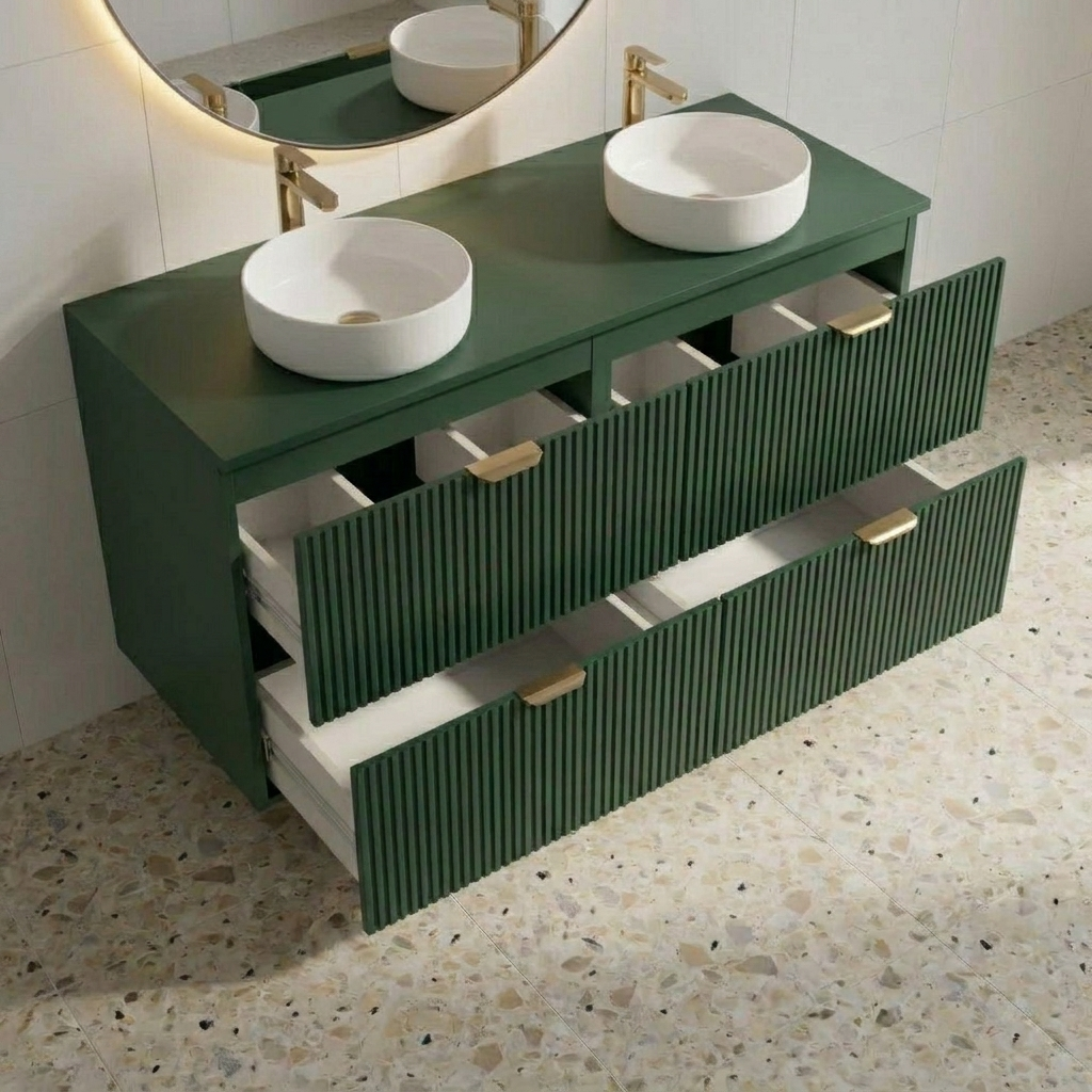 Waschtischunterschrank mit 4 Schubladen 120 cm Willy - Salbei