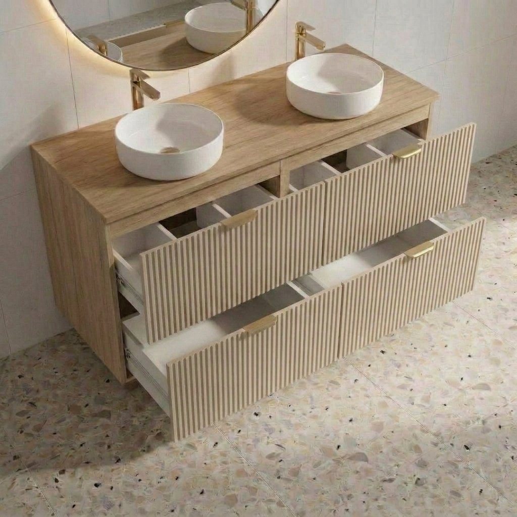 Waschtischunterschrank mit 4 Schubladen 120 cm Willy - Kaschmir/Walnuss
