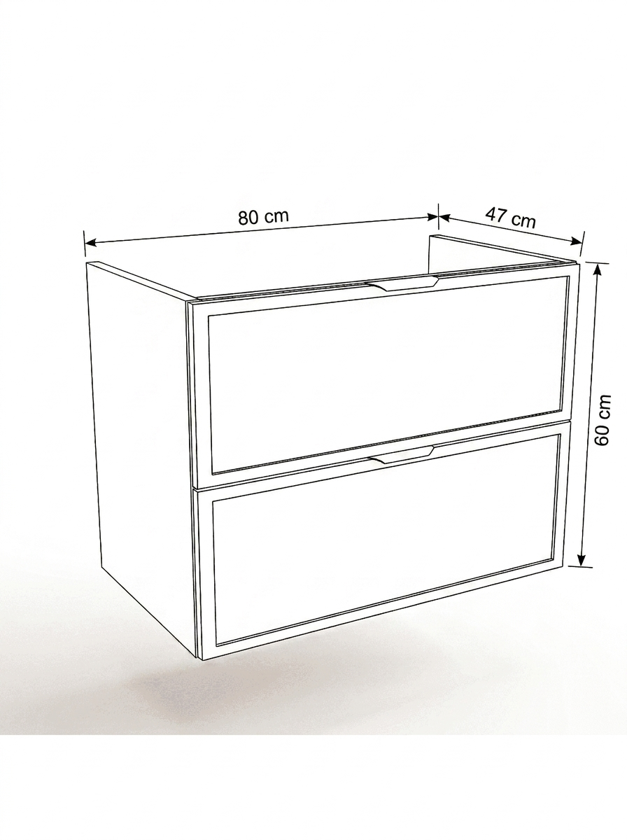Waschtischunterschrank 80 cm mit 2 Schubladen, ohne Oberteil Roma - Kaschmir/Eiche Cremona