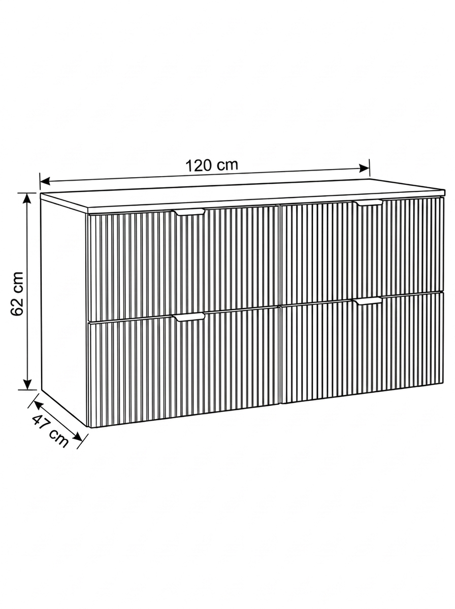 Waschtischunterschrank mit 4 Schubladen 120 cm Willy - Kaschmir/Walnuss