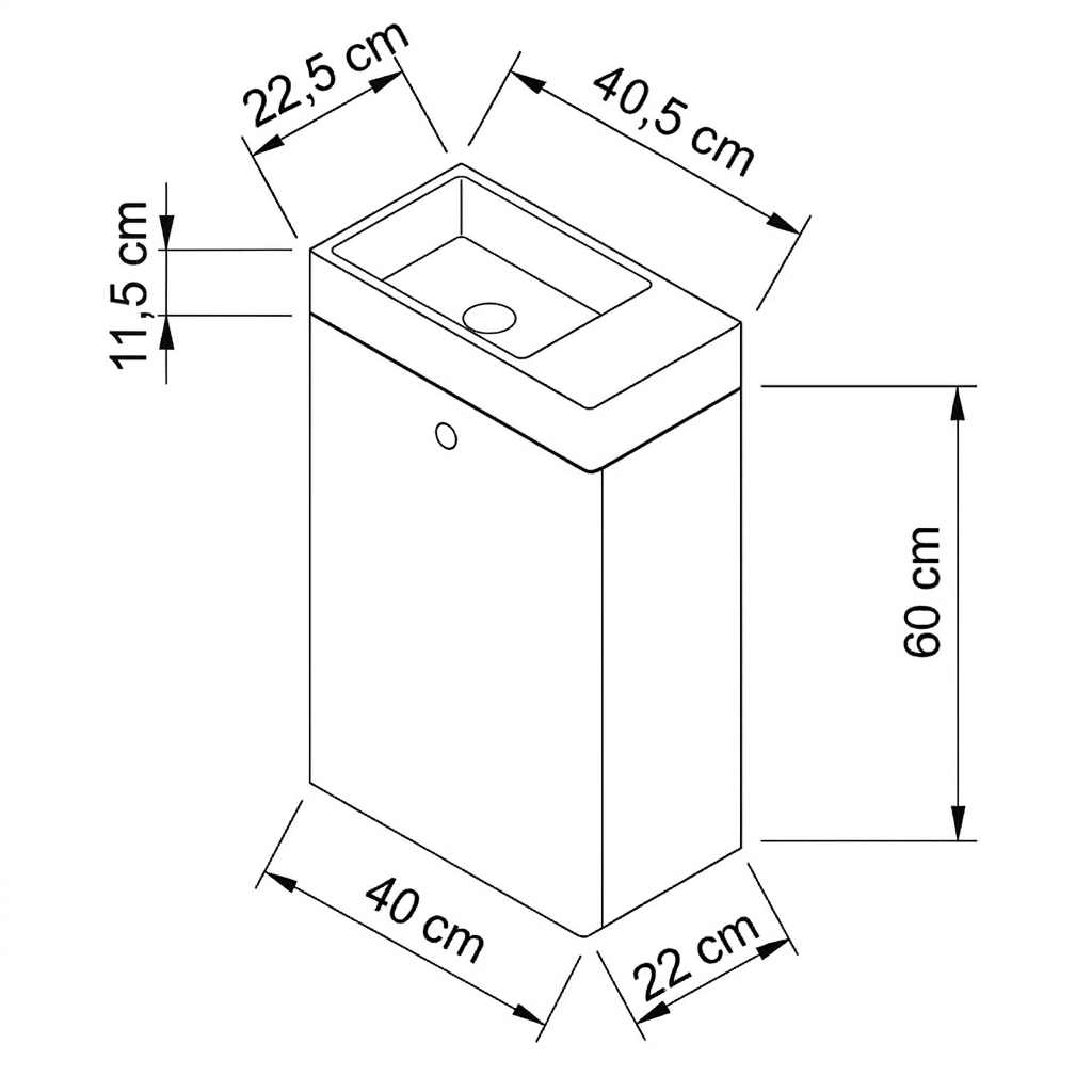 Waschtischunterschrank 40 cm mit Waschbecken Belino - Walnuss Dunkel