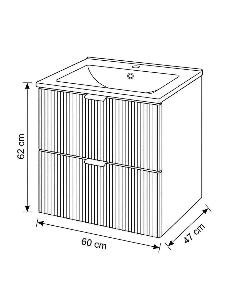 Waschtischunterschrank 60 cm mit Waschbecken Willy - Kaschmir