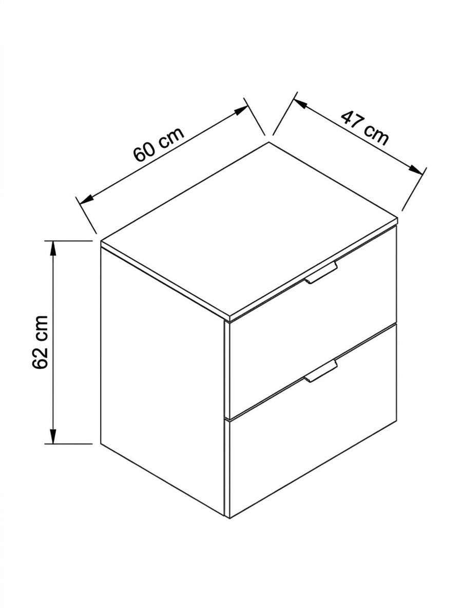 Badmöbel-Set: 60 cm Schrank mit 2 Schubladen Orio - Kaschmir/Eiche artisan