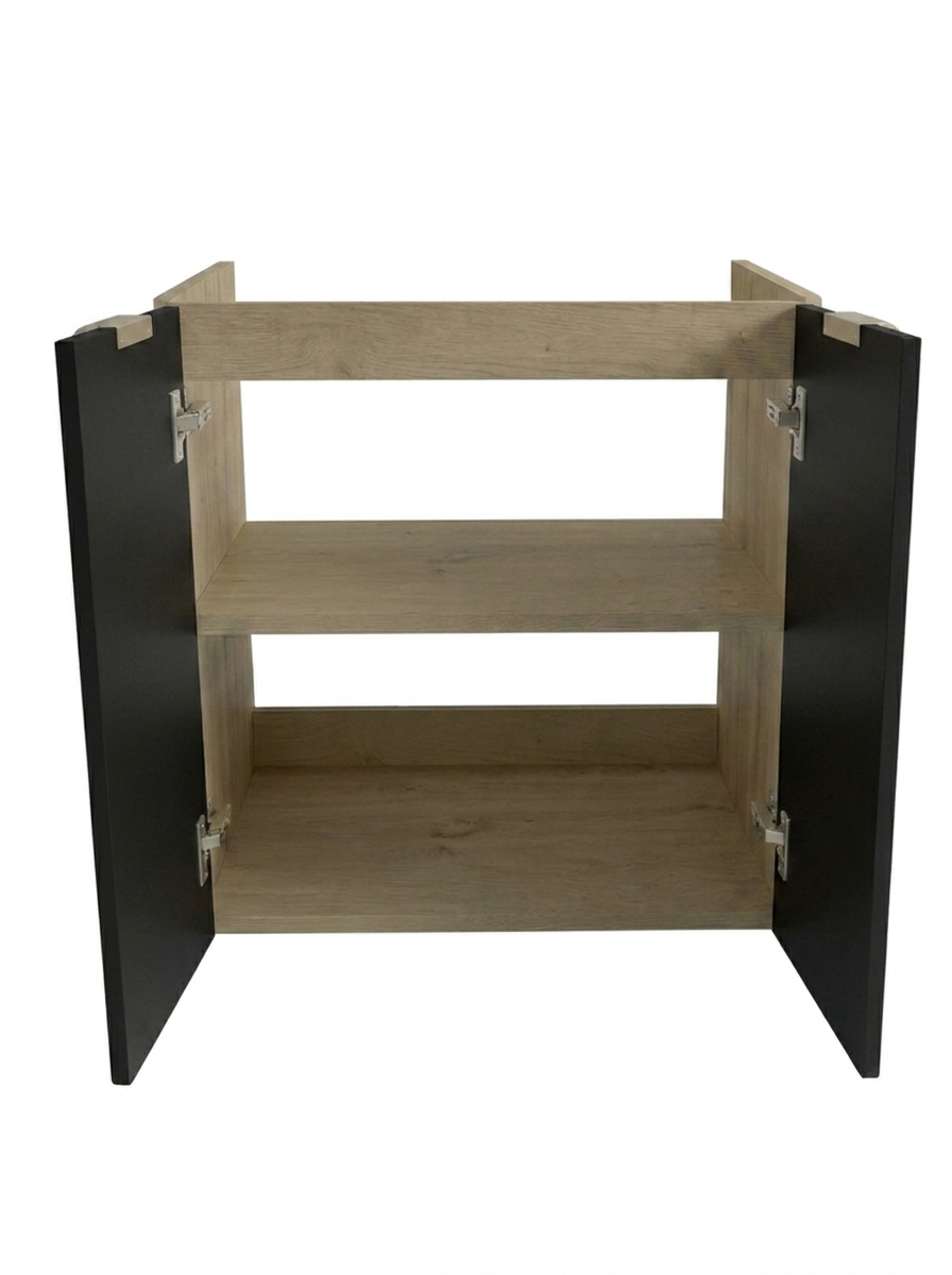 Waschtischunterschrank 60 cm mit Türen, ohne Oberteil Orio - Schwarz/Eiche Artisan