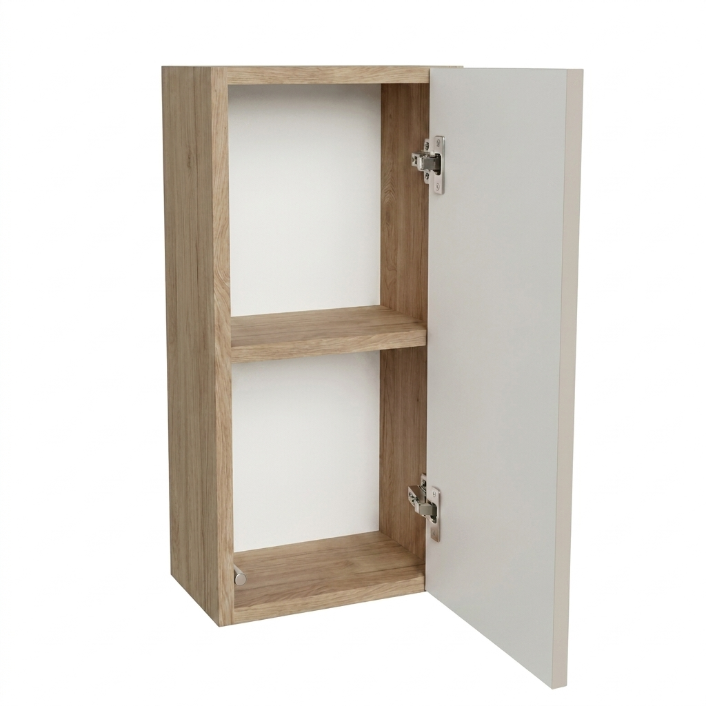 Hängender Badezimmerschrank, 30 cm, 1 Tür mit Einlegeboden Willy - Kaschmir/Walnuss