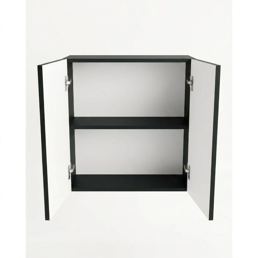 Hängender Badezimmerschrank 60 cm mit 2 Türen Willy - Schwarz