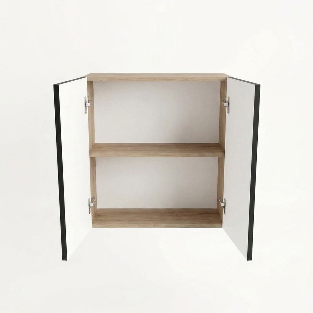Hängender Badezimmerschrank 60 cm mit 2 Türen Willy - Schwarz/Walnuss