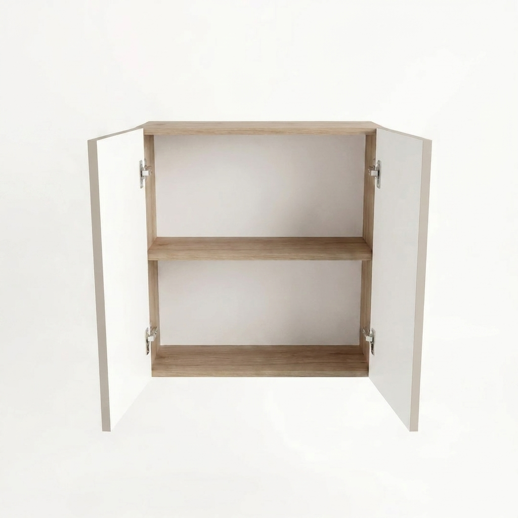 Hängender Badezimmerschrank 60 cm mit 2 Türen Willy - Kaschmir/Walnuss