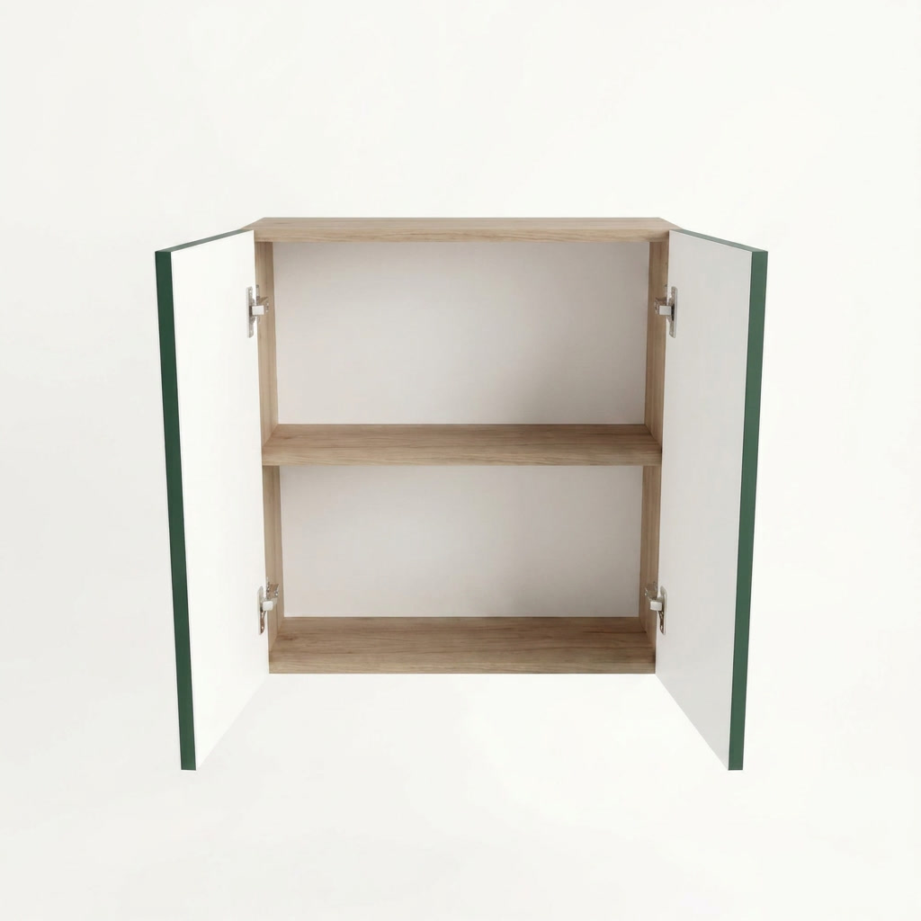 Hängender Badezimmerschrank 60 cm mit 2 Türen Willy - Salbei/Walnuss