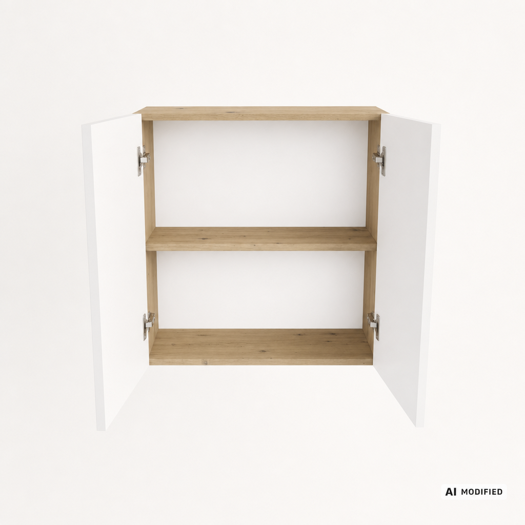 Hängender Badezimmerschrank 60 cm mit 2 Türen Orio - Weiß/Eiche artisan
