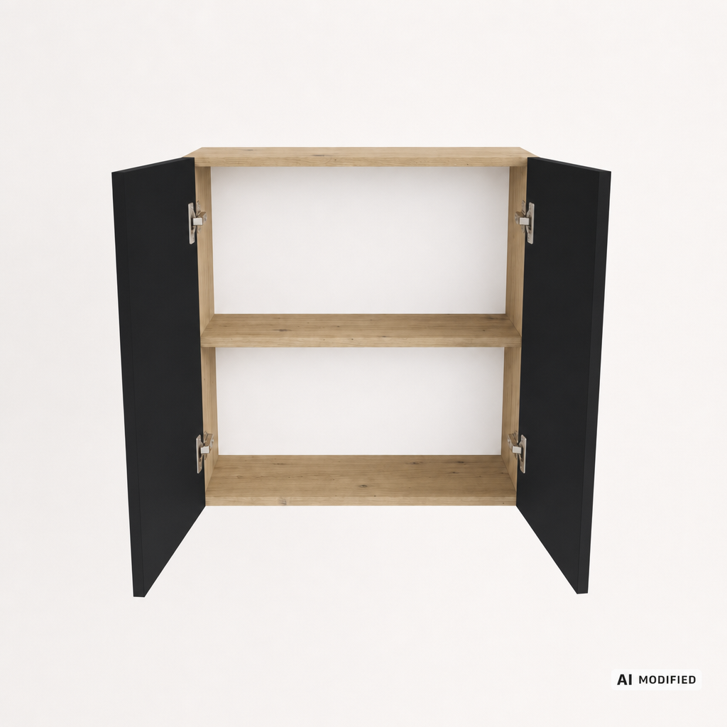 Hängender Badezimmerschrank 60 cm mit 2 Türen Orio - Schwarz/Eiche artisan