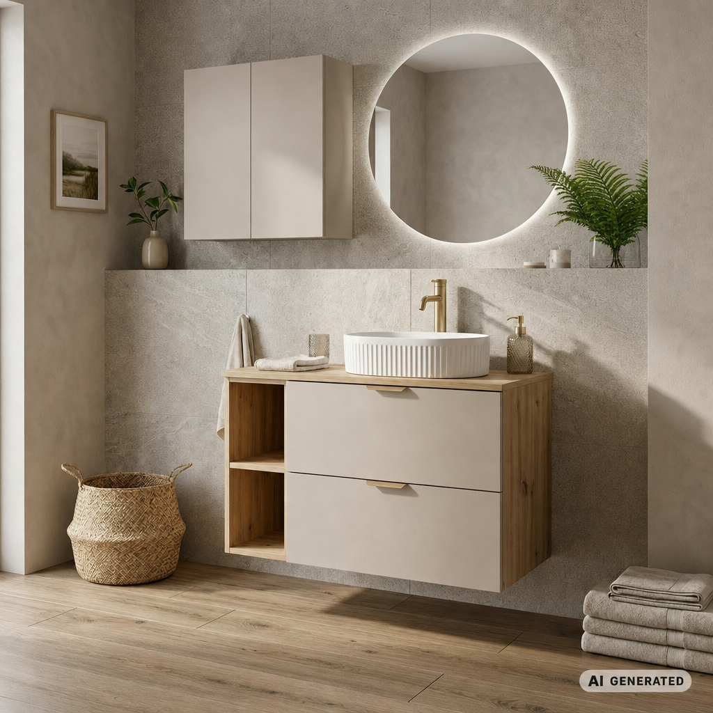 Hängender Badezimmerschrank 60 cm mit 2 Türen Orio - Kaschmir