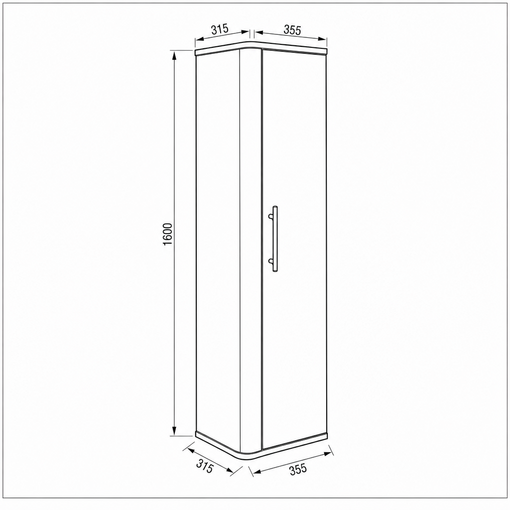 Bad Hochschrank 160 cm abgerundet Nola - Kaschmir