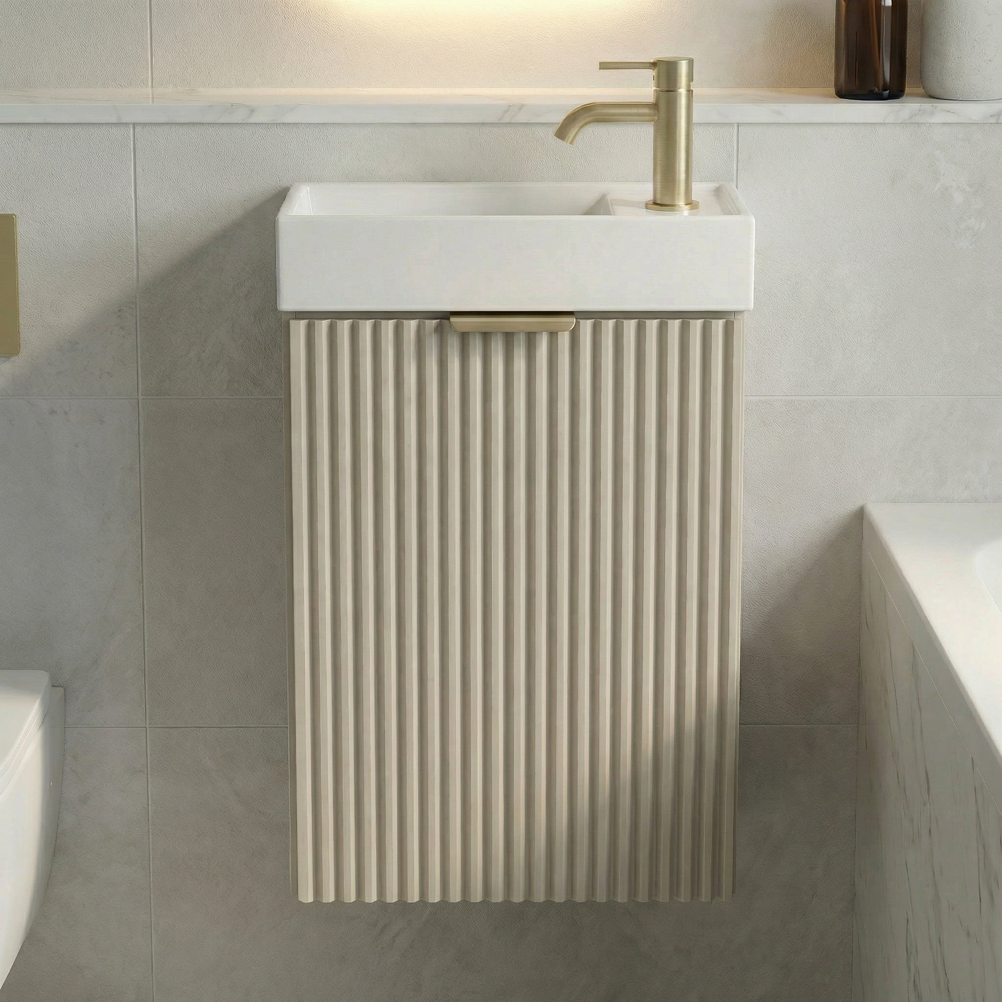 Waschtischunterschrank 40 cm mit Waschbecken Willy - Kaschmir