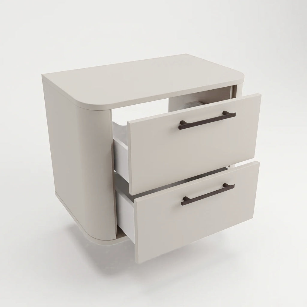 Waschtischunterschrank 60 cm mit 2 Schubladen, abgerundet Nola - Kaschmir