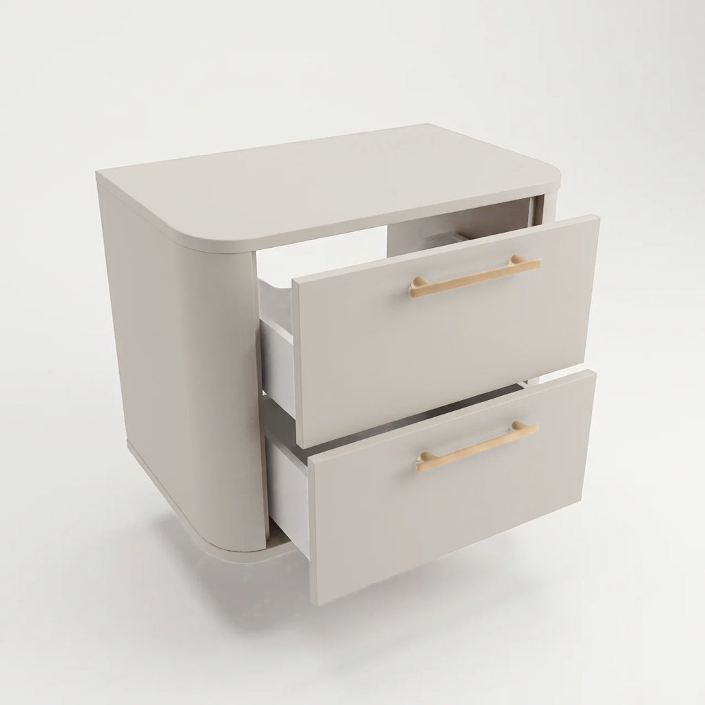 Waschtischunterschrank 60 cm mit 2 Schubladen, abgerundet Nola - Kaschmir