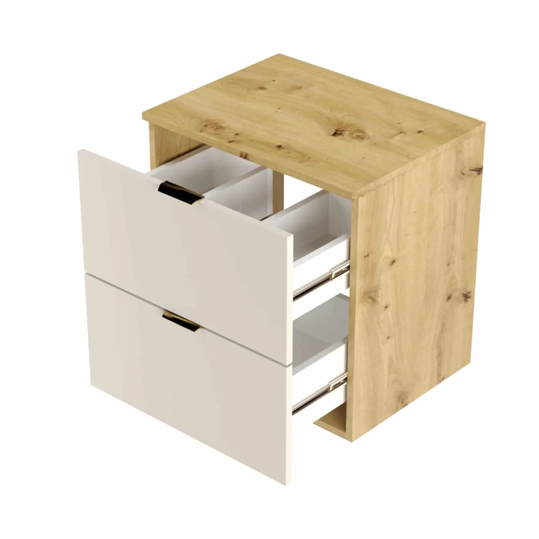 Waschtischunterschrank mit 2 Schubladen 60 cm Orio - Kaschmir/Eiche artisan