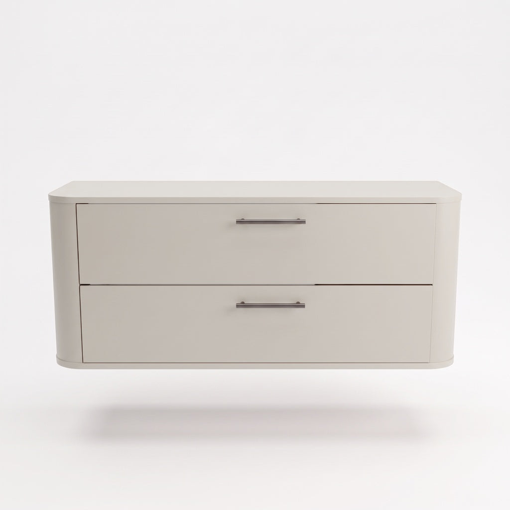 Waschtischunterschrank 120 cm mit 2 Schubladen, abgerundet Nola - Kaschmir
