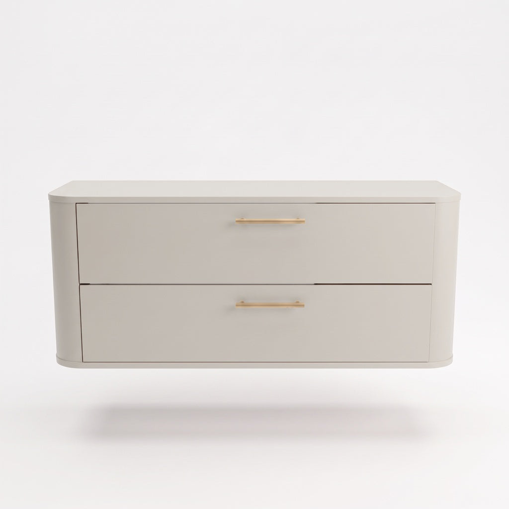 Waschtischunterschrank 120 cm mit 2 Schubladen, abgerundet Nola - Kaschmir