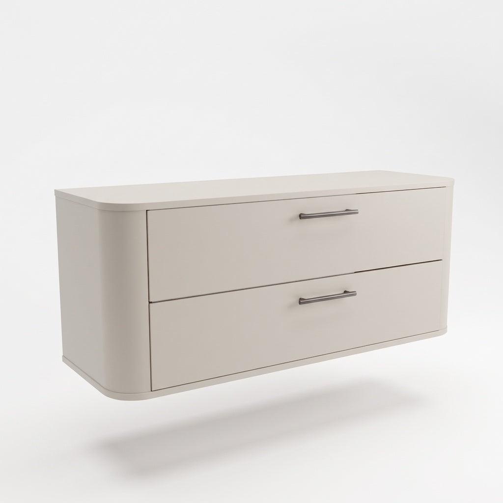 Waschtischunterschrank 120 cm mit 2 Schubladen, abgerundet Nola - Kaschmir