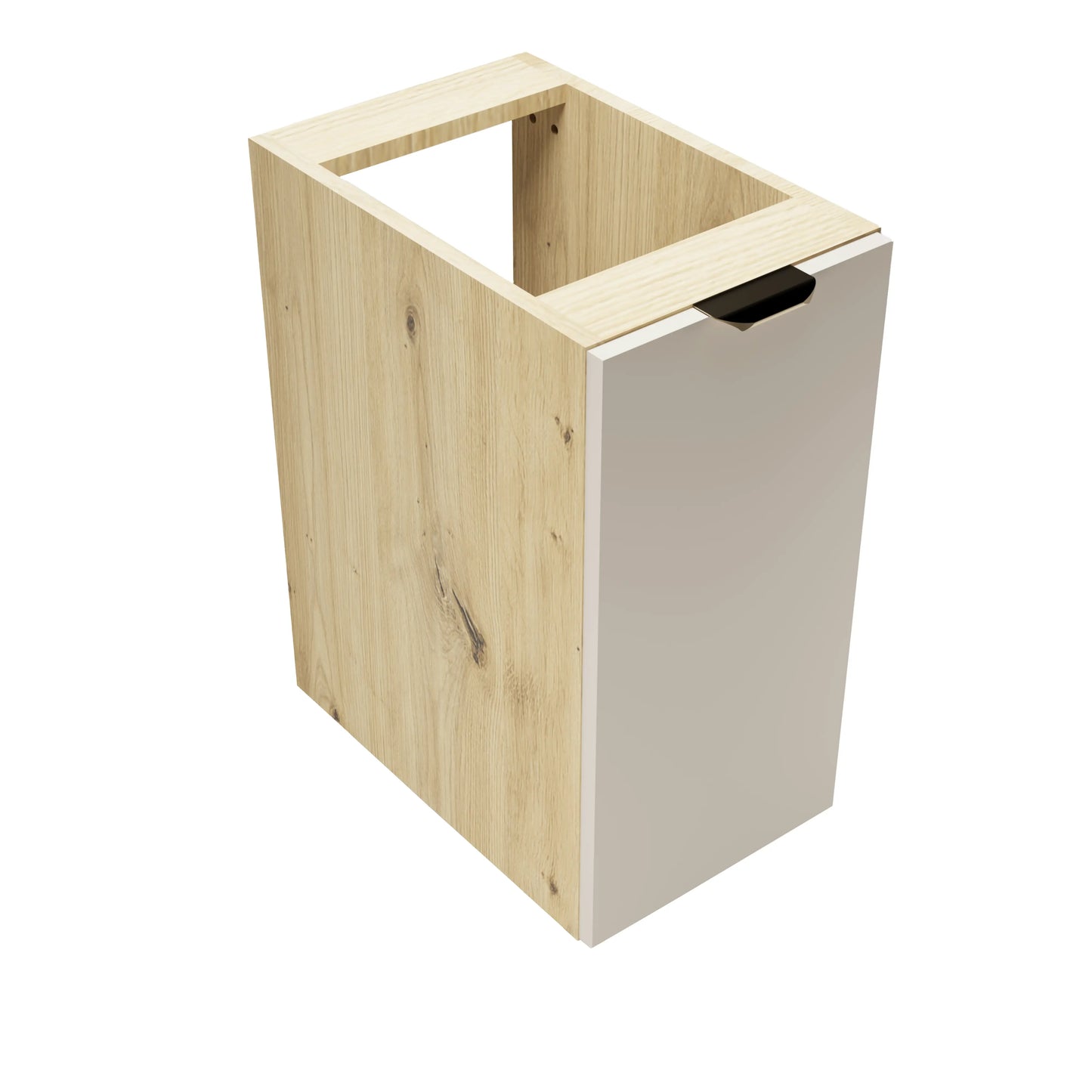 Badezimmerschrank 30 cm, glatte Fronten, 1 Tür Orio - Kaschmir/Eiche artisan