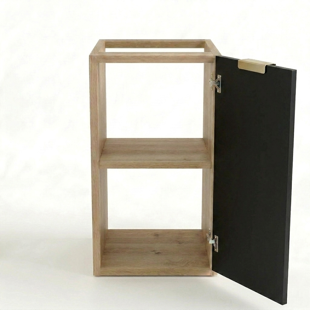 Badezimmerschrank 30 cm, glatte Fronten, 1 Tür Orio - Schwarz/Eiche Artisan