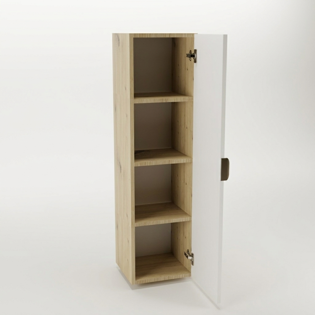 Bad Hochschrank 120 cm Orio - Weiß/Eiche Artisan