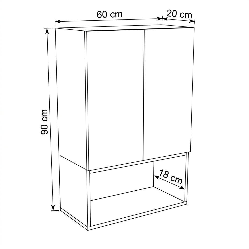 Badezimmer Hängeschrank 60 cm mit glatte Fronten Orio für Geberit - Kaschmir
