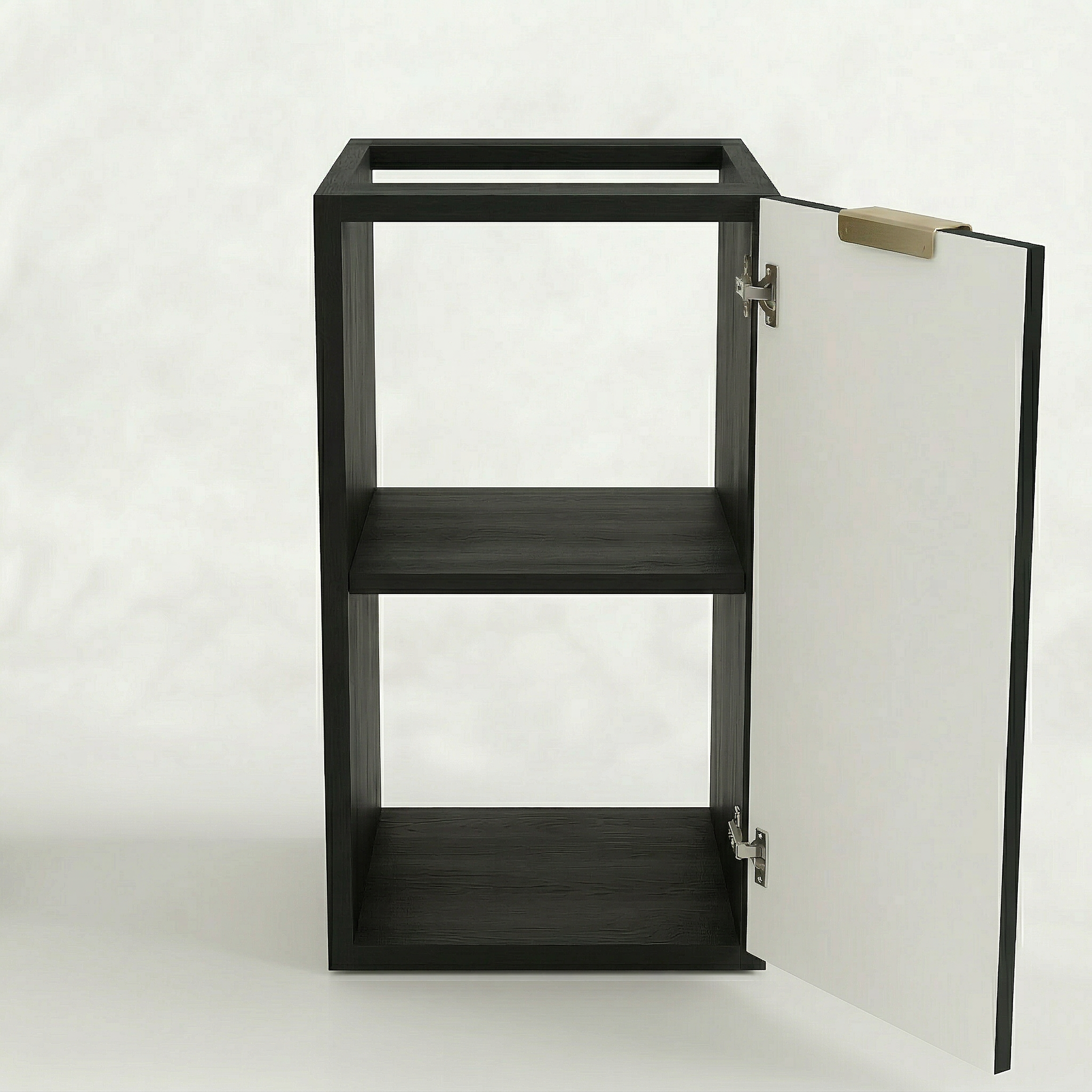 Badezimmerschrank 30 cm, geriffelte Fronten, 1 Tür Willy - Schwarz