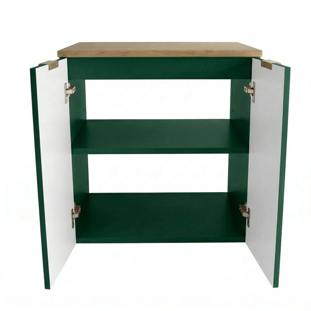 Waschtischunterschrank 60 cm mit Türen Willy - Salbei, Walnussplatte