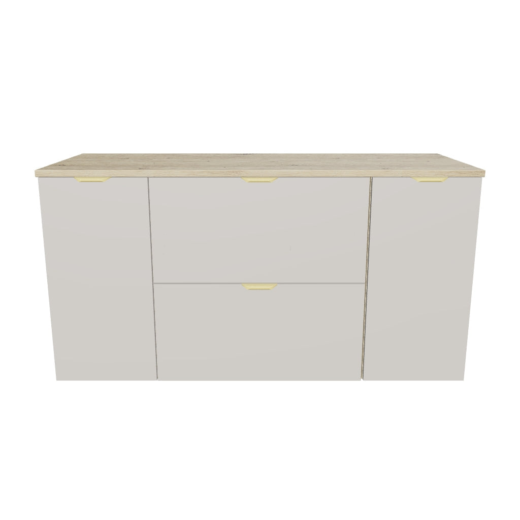 Waschtischunterschrank mit 2 Türen und 2 Schubladen 120 cm Orio - Kaschmir/Eiche artisan